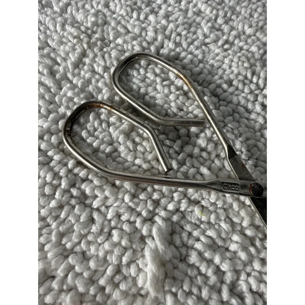 Vintage Ekco‎ USA Metal Kitchen Tongs Scissor Style Silver Tone 8.25 Inch